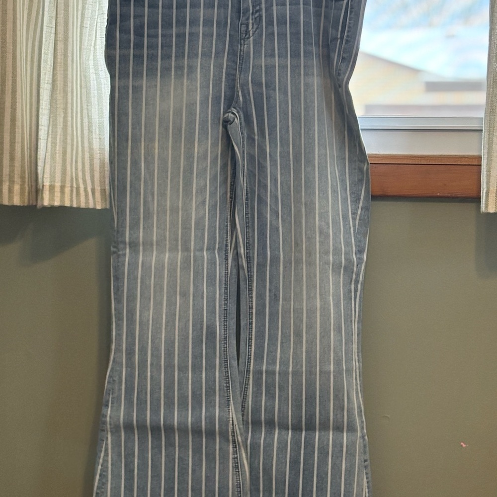 Classic Striped Denim Flare Jeans